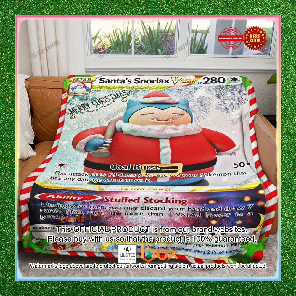 BEST Christmas Santa's Snorlax VSTAR Soft Blanket 1
