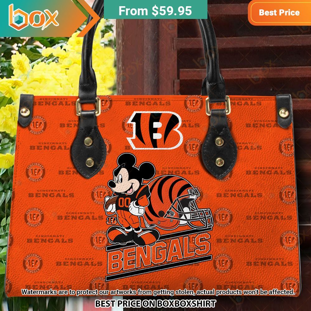 Cincinnati Bengals Mickey Mouse Leather Handbag 3