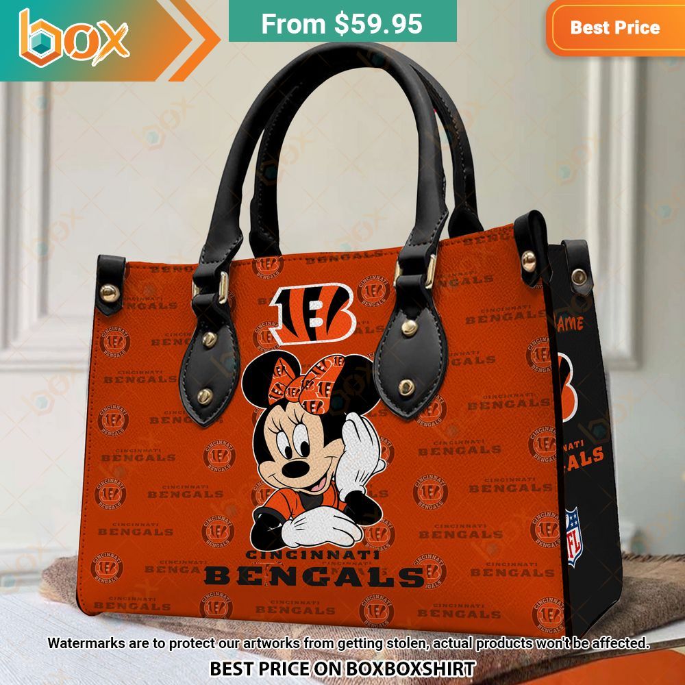 Cincinnati Bengals Minnie Mouse Leather Handbag 6