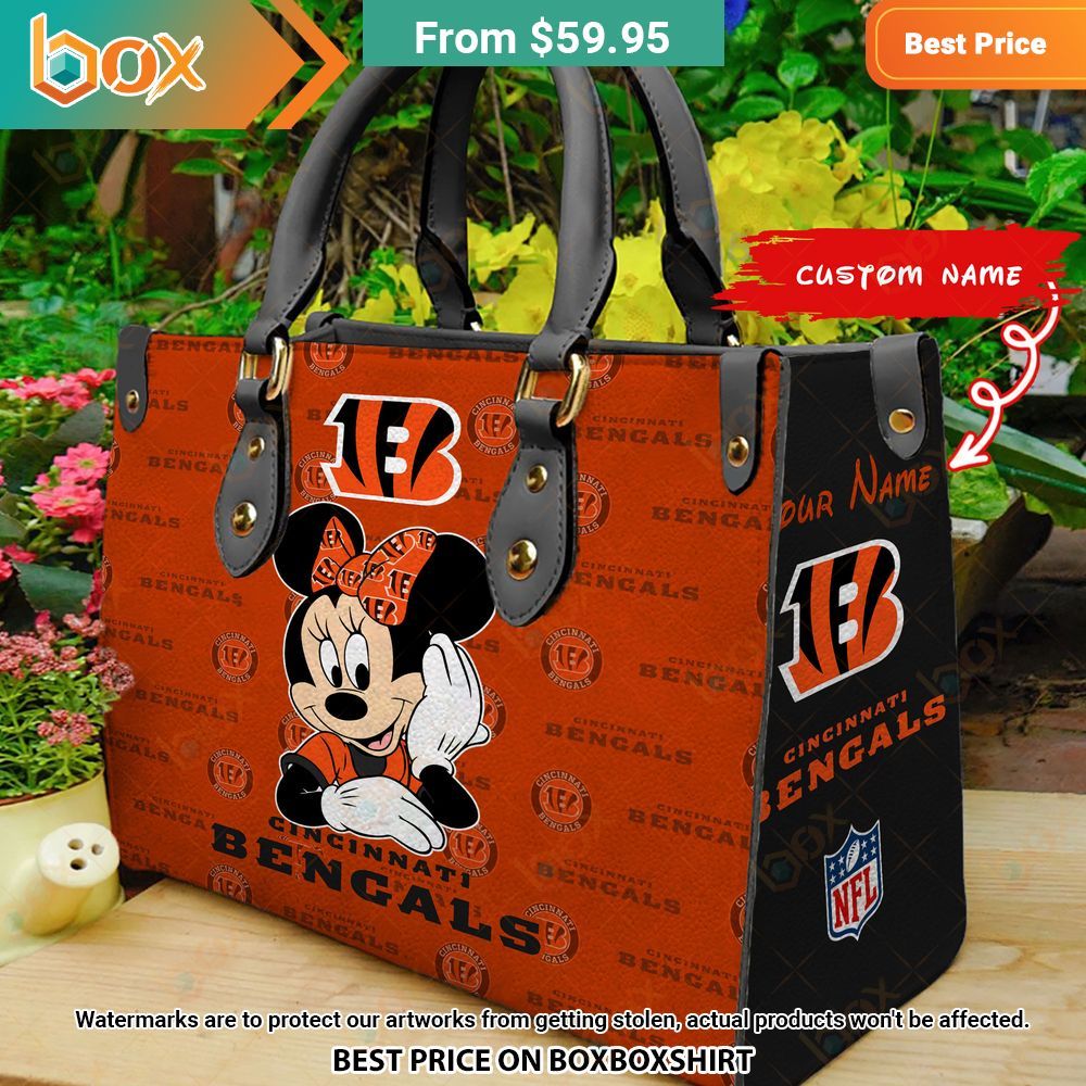 Cincinnati Bengals Minnie Mouse Leather Handbag 18