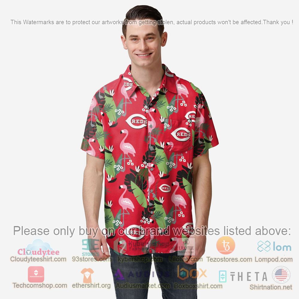HOT Cincinnati Reds Floral Button-Up Hawaii Shirt 1