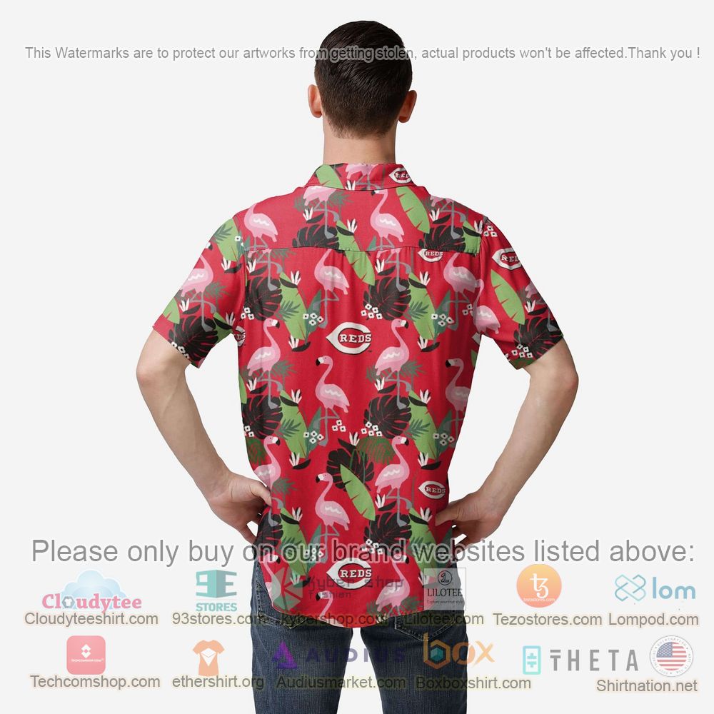 HOT Cincinnati Reds Floral Button-Up Hawaii Shirt 2