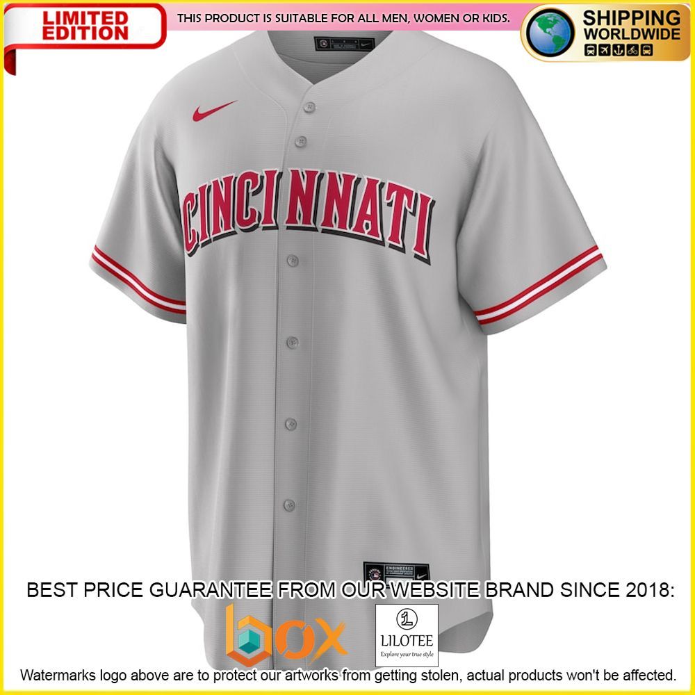 HOT Cincinnati Reds Custom Name Number Gray Baseball Jersey Shirt 2