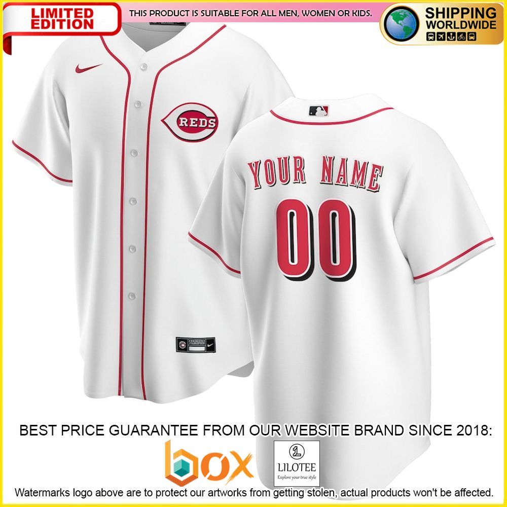 HOT Cincinnati Reds Team Custom Name Number White Baseball Jersey Shirt 1