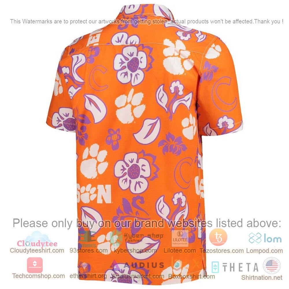 HOT Clemson Tigers Orange Floral Button-Up Hawaii Shirt 3