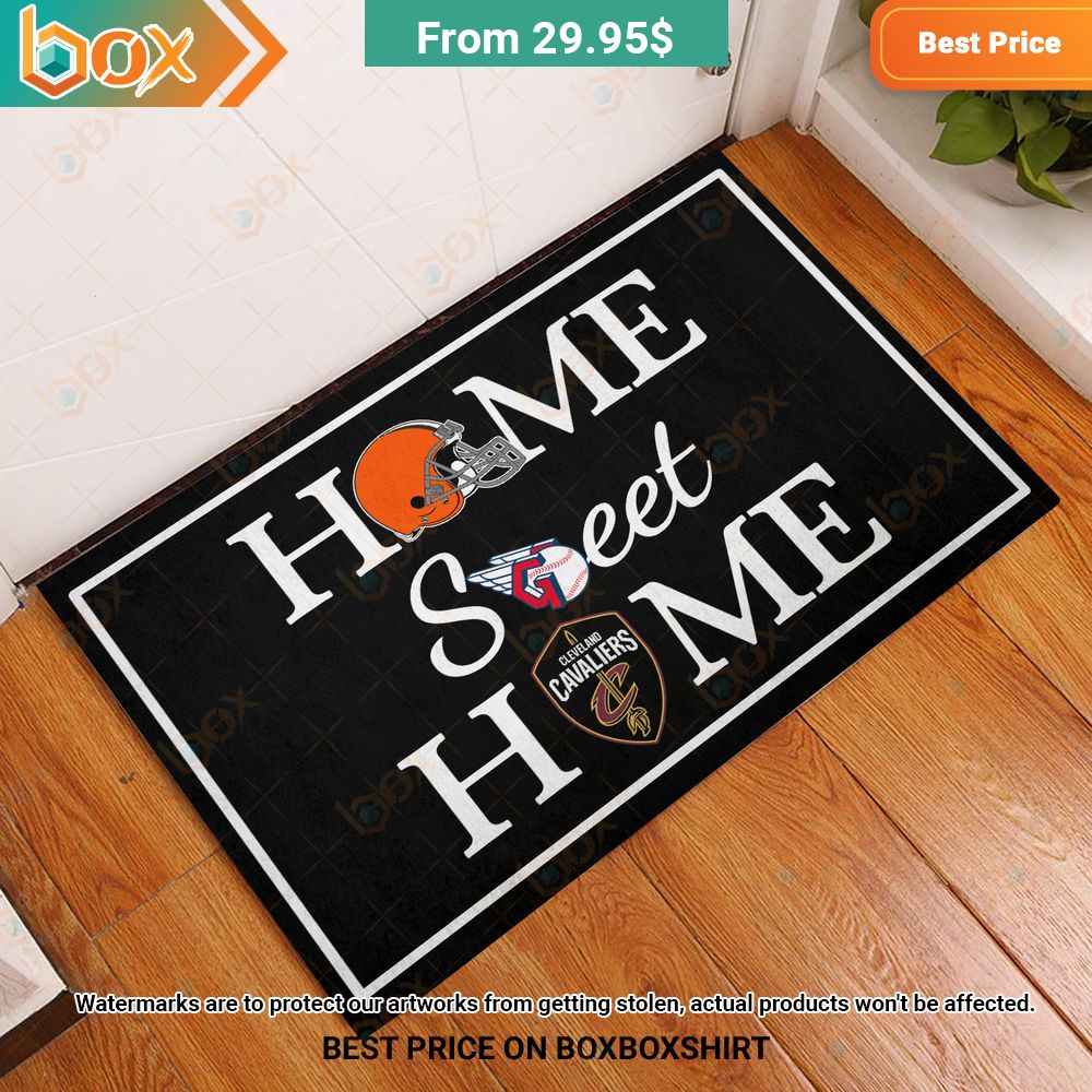 Cleveland Brown Cleveland Guardians Cleveland Cavaliers Home Sweet Home Doormat 6
