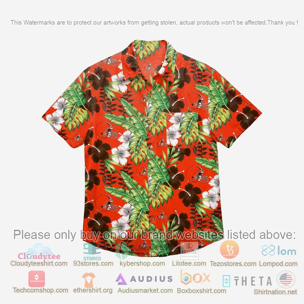 HOT Cleveland Browns Floral Button-Up Hawaii Shirt 1