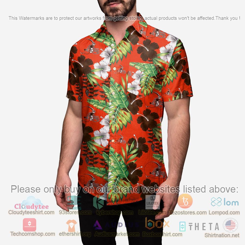 HOT Cleveland Browns Floral Button-Up Hawaii Shirt 2