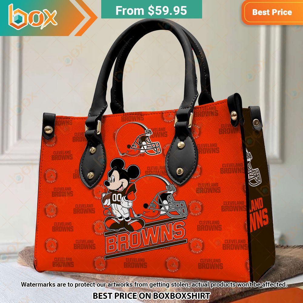 Cleveland Browns Mickey Mouse Leather Handbag 15