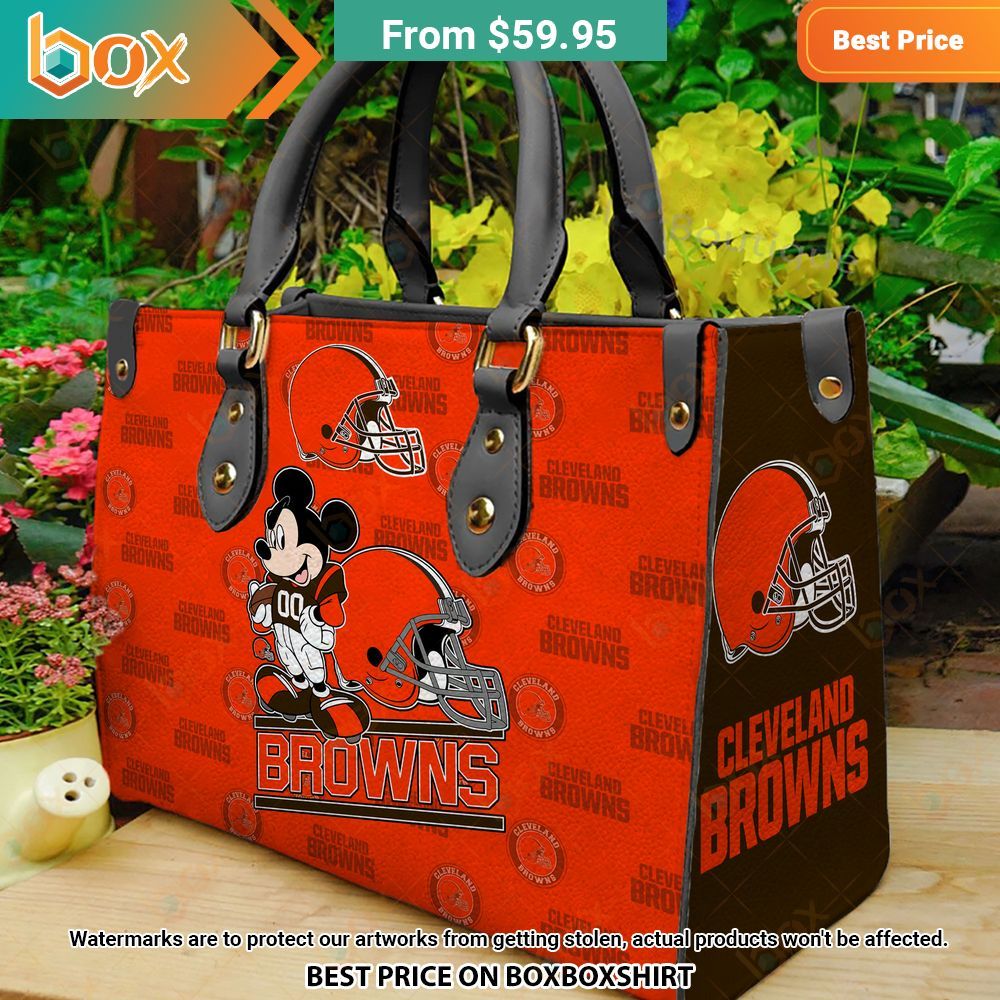 Cleveland Browns Mickey Mouse Leather Handbag 4