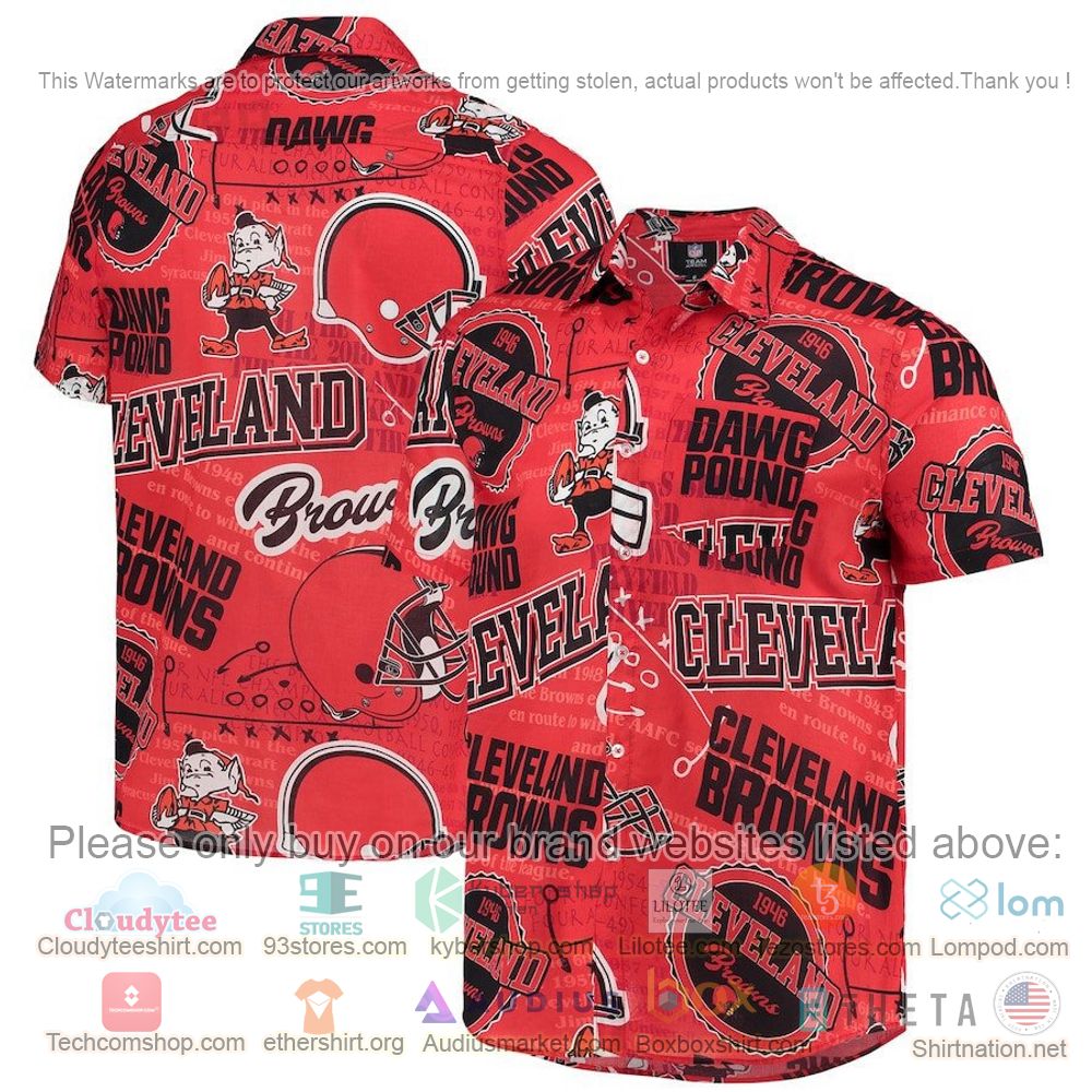 HOT Cleveland Browns Orange Button-Up Hawaii Shirt 1