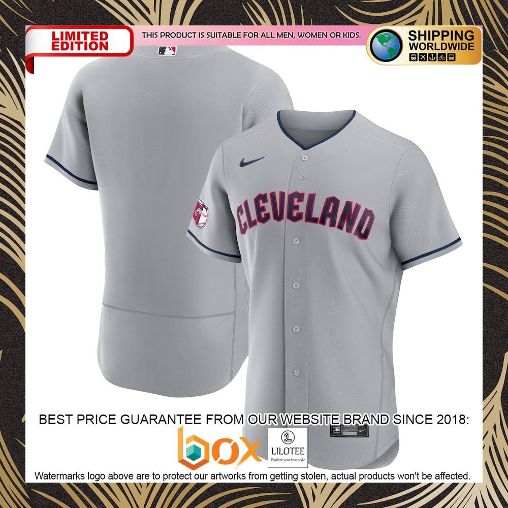 NEW Cleveland Guardians Road Authentic Team Gray Baseball Jersey 4