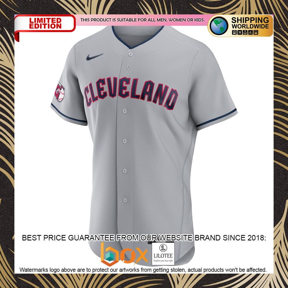 NEW Cleveland Guardians Road Authentic Team Gray Baseball Jersey 5