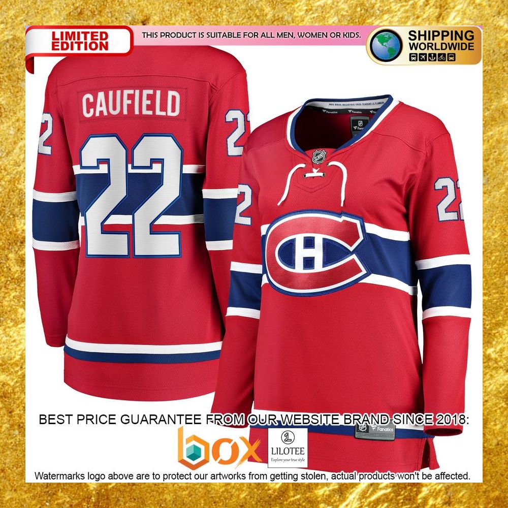 NEW Cole Caufield Montreal Canadiens Women's 2017/18 Home Replica Red Hockey Jersey 8
