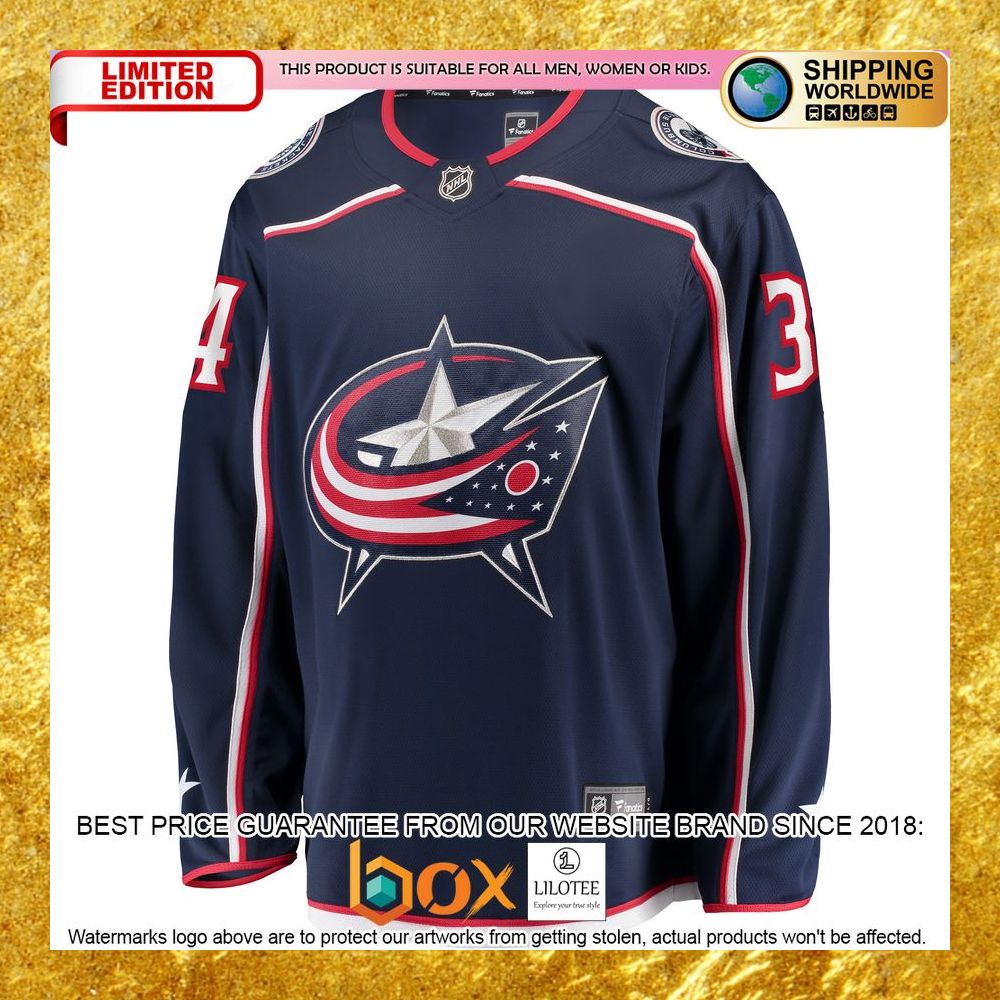 NEW Cole Sillinger Columbus Blue Jackets Home Player Navy Hockey Jersey 6