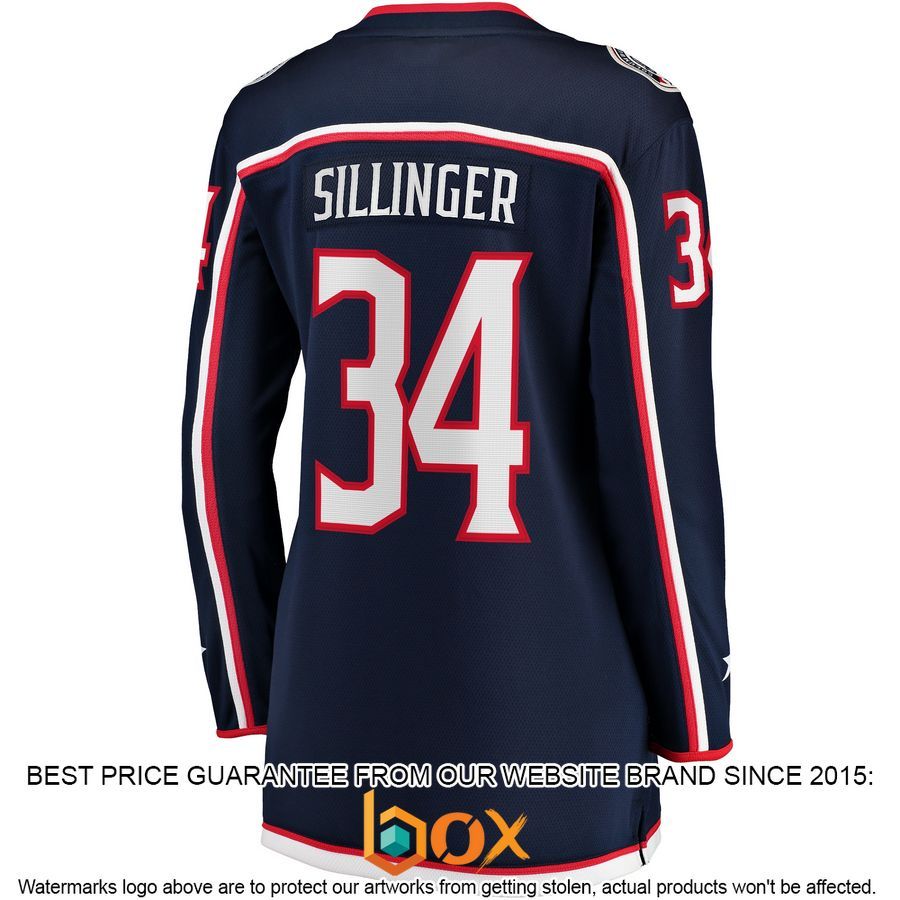 NEW Cole Sillinger Columbus Blue Jackets Women's Home Player Navy Hockey Jersey 2