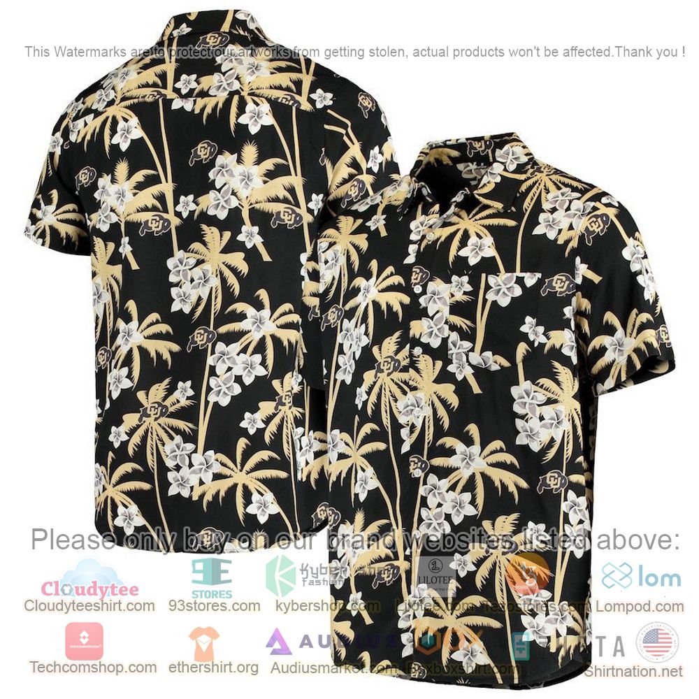 HOT Colorado Buffaloes Black Floral Button-Up Hawaii Shirt 1