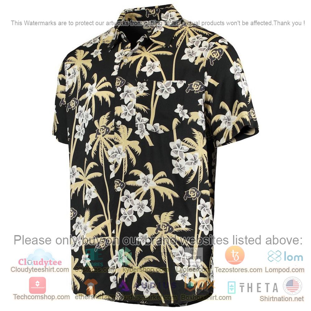 HOT Colorado Buffaloes Black Floral Button-Up Hawaii Shirt 2