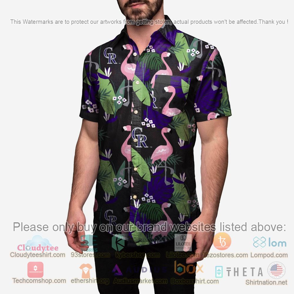 HOT Colorado Rockies Floral Button-Up Hawaii Shirt 2