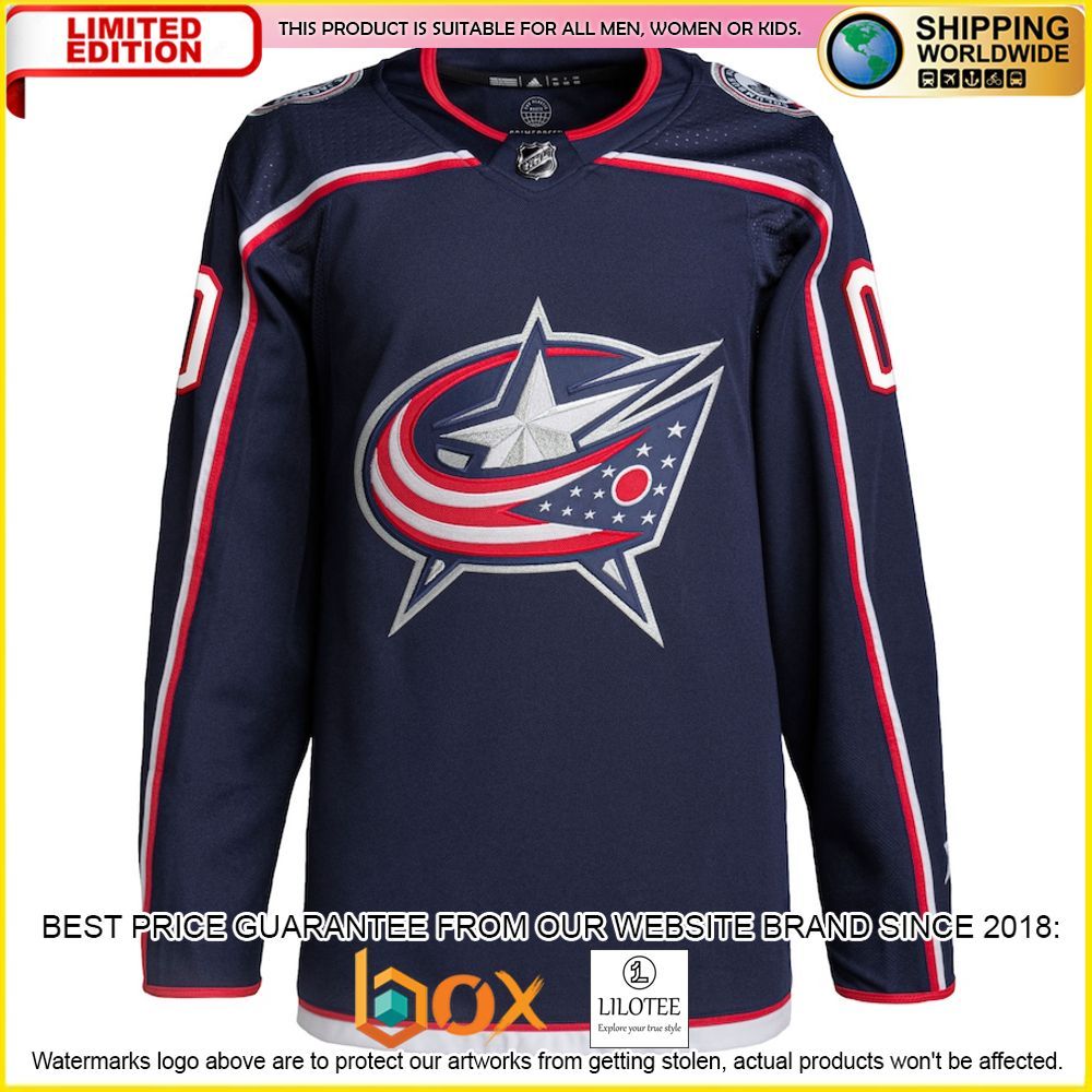 NEW Columbus Blue Jackets Adidas Custom Navy Premium Hockey Jersey 2