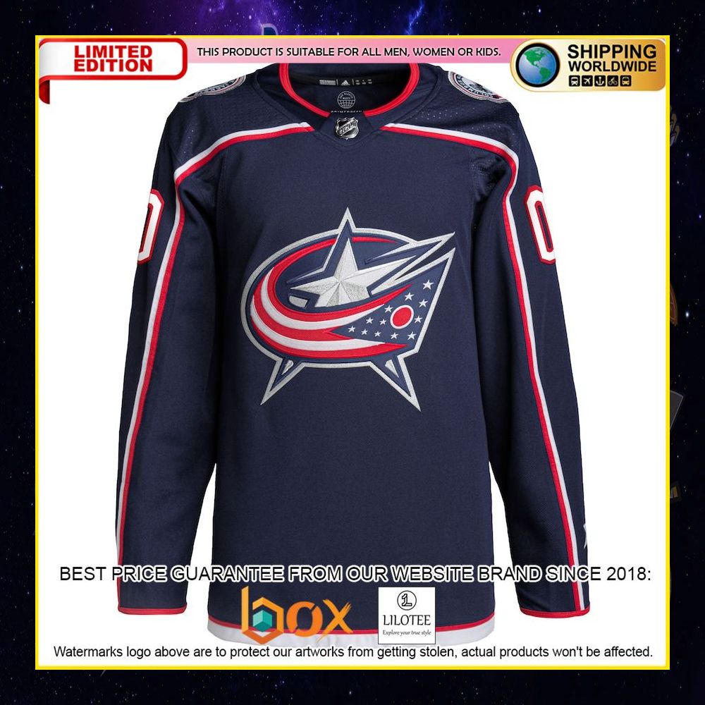 NEW Columbus Blue Jackets Adidas Custom Navy Premium Hockey Jersey 5