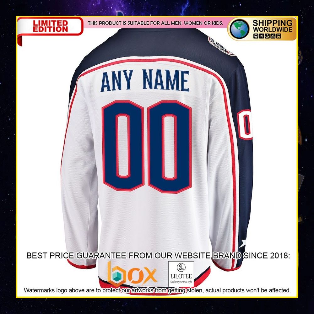 NEW Columbus Blue Jackets Fanatics Branded Away Custom White Premium Hockey Jersey 9