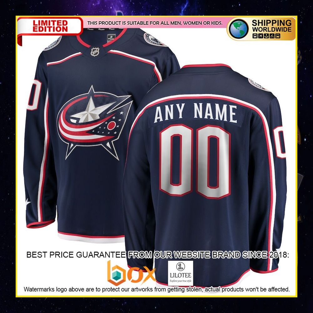 NEW Columbus Blue Jackets Fanatics Branded Away Custom White Premium Hockey Jersey 10