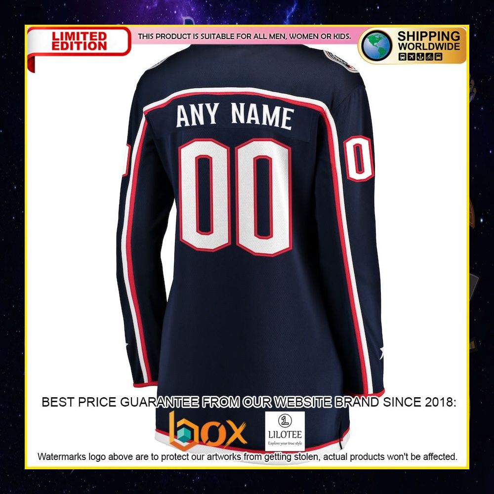 NEW Columbus Blue Jackets Fanatics Branded Women's Home Custom Navy Premium Hockey Jersey 6