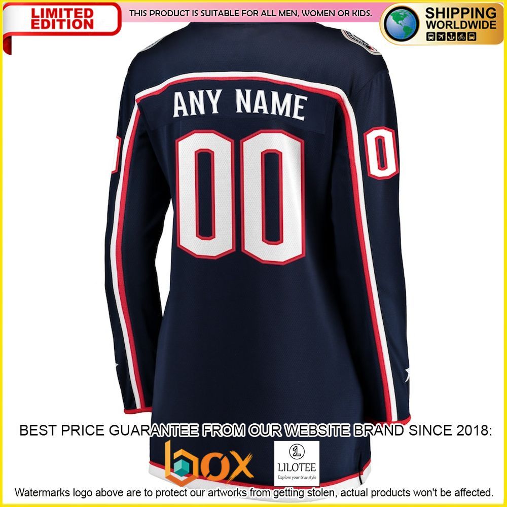 NEW Columbus Blue Jackets Fanatics Branded Women's Home Custom Navy Premium Hockey Jersey 3