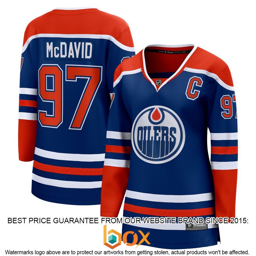 NEW Connor McDavid Edmonton Oilers Women's Home Premier Player Royal Hockey Jersey 4