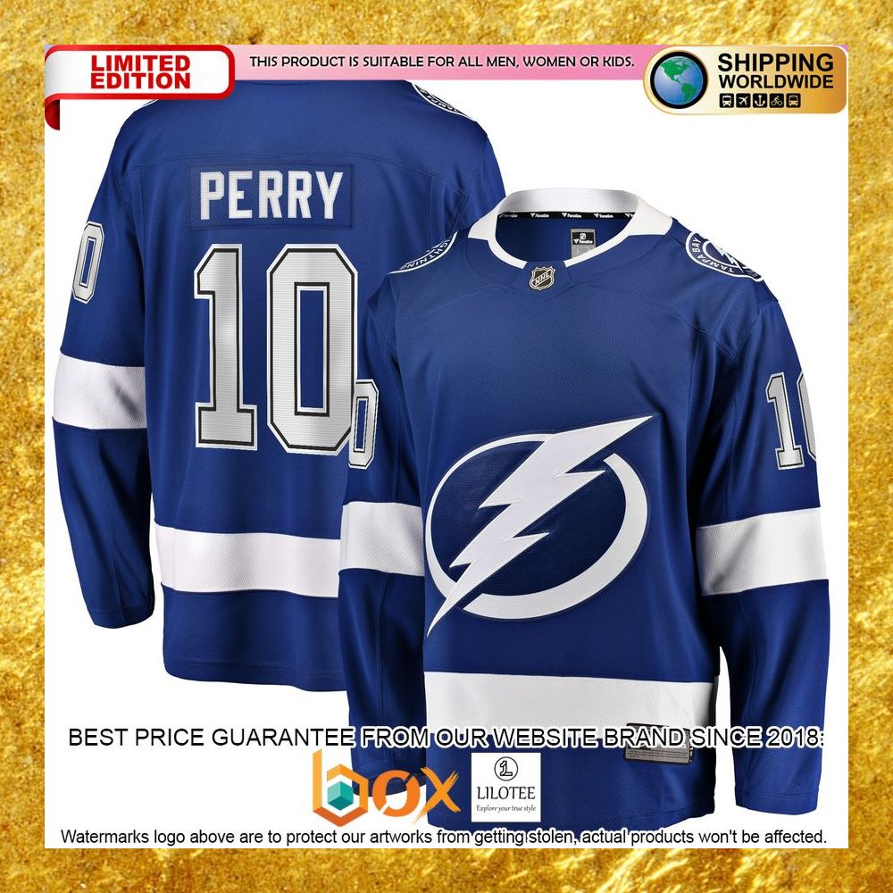 NEW Corey Perry Tampa Bay Lightning Home Player Blue Hockey Jersey 5