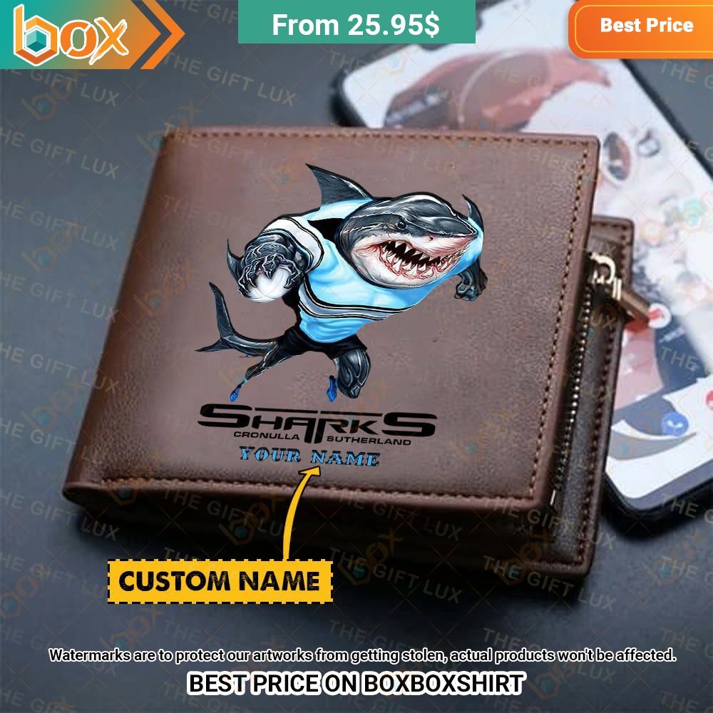 cronulla sutherland sharks mascot custom leather wallet 1 47