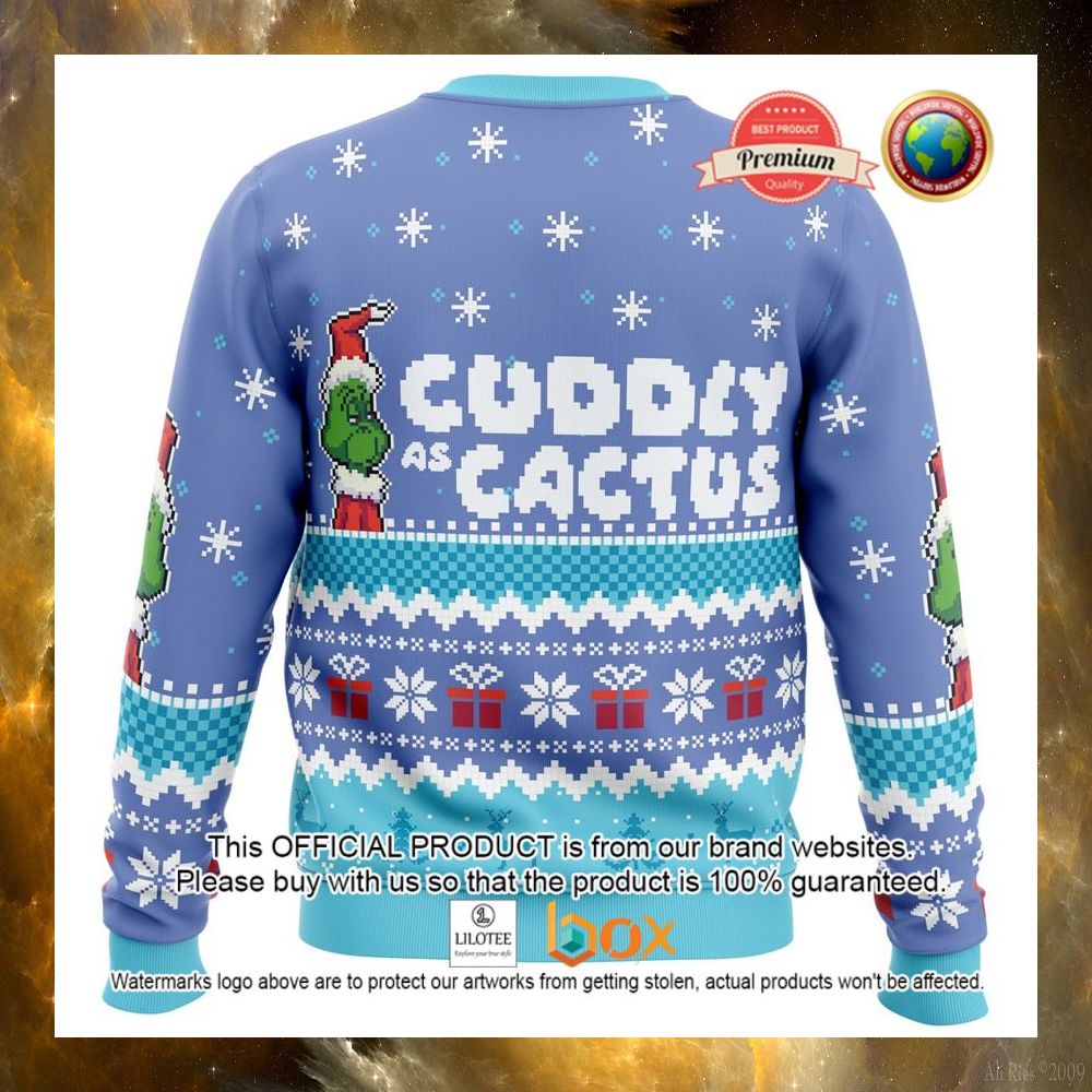 HOT Cuddly as a Cactus Grinch Santa Hat Sweater 6