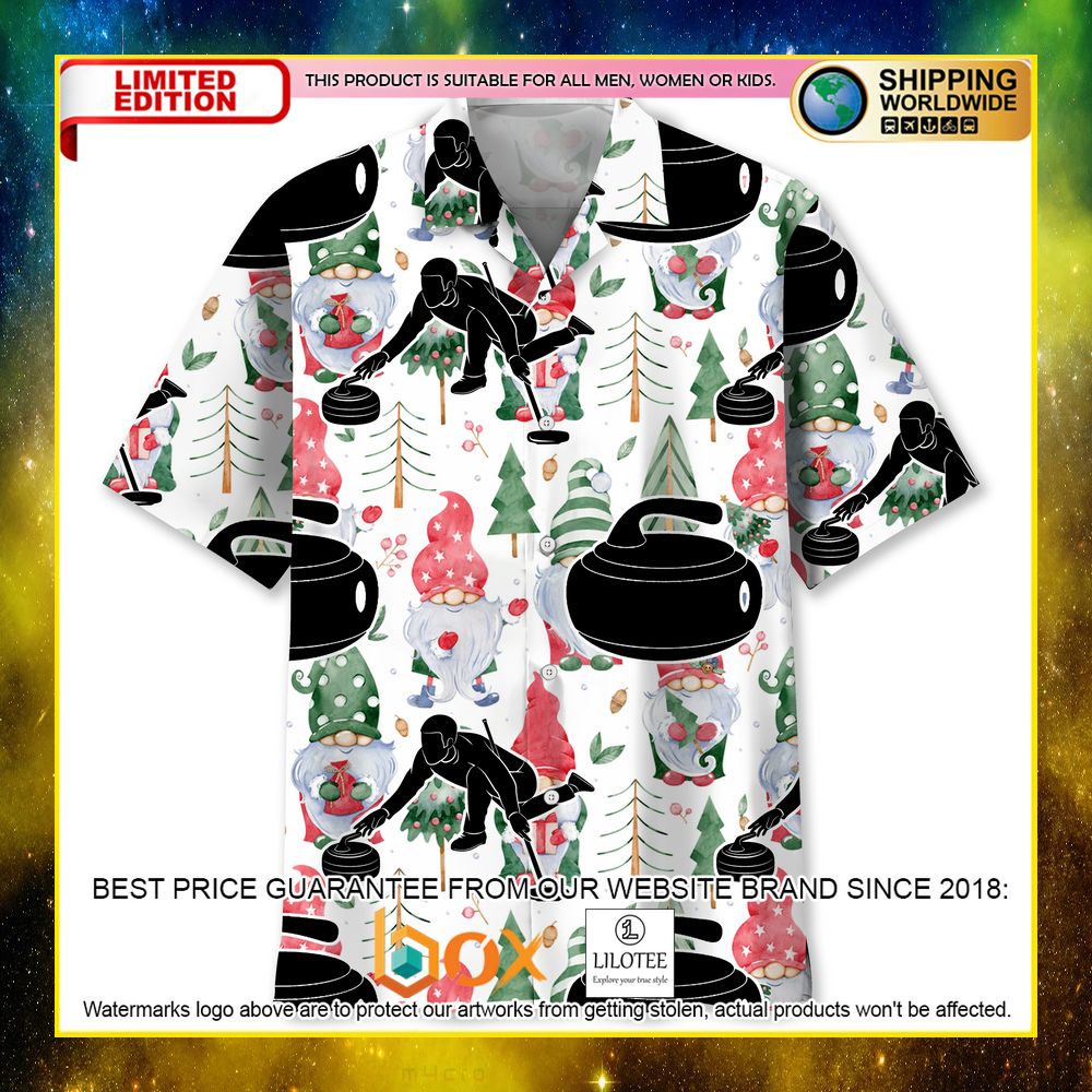 HOT Curling Christmas Gnomes Short Sleeve Hawaii Shirt 8