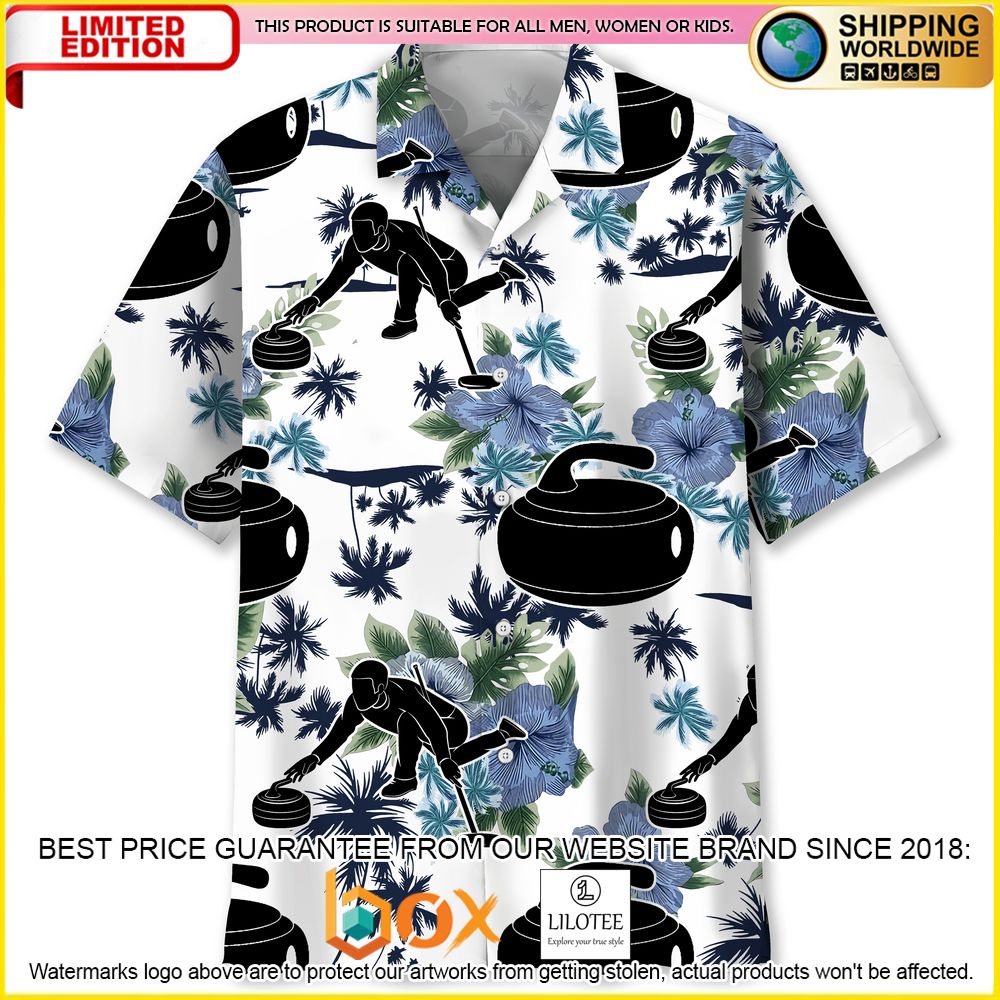 HOT Curling White Nature Short Sleeve Hawaii Shirt 1