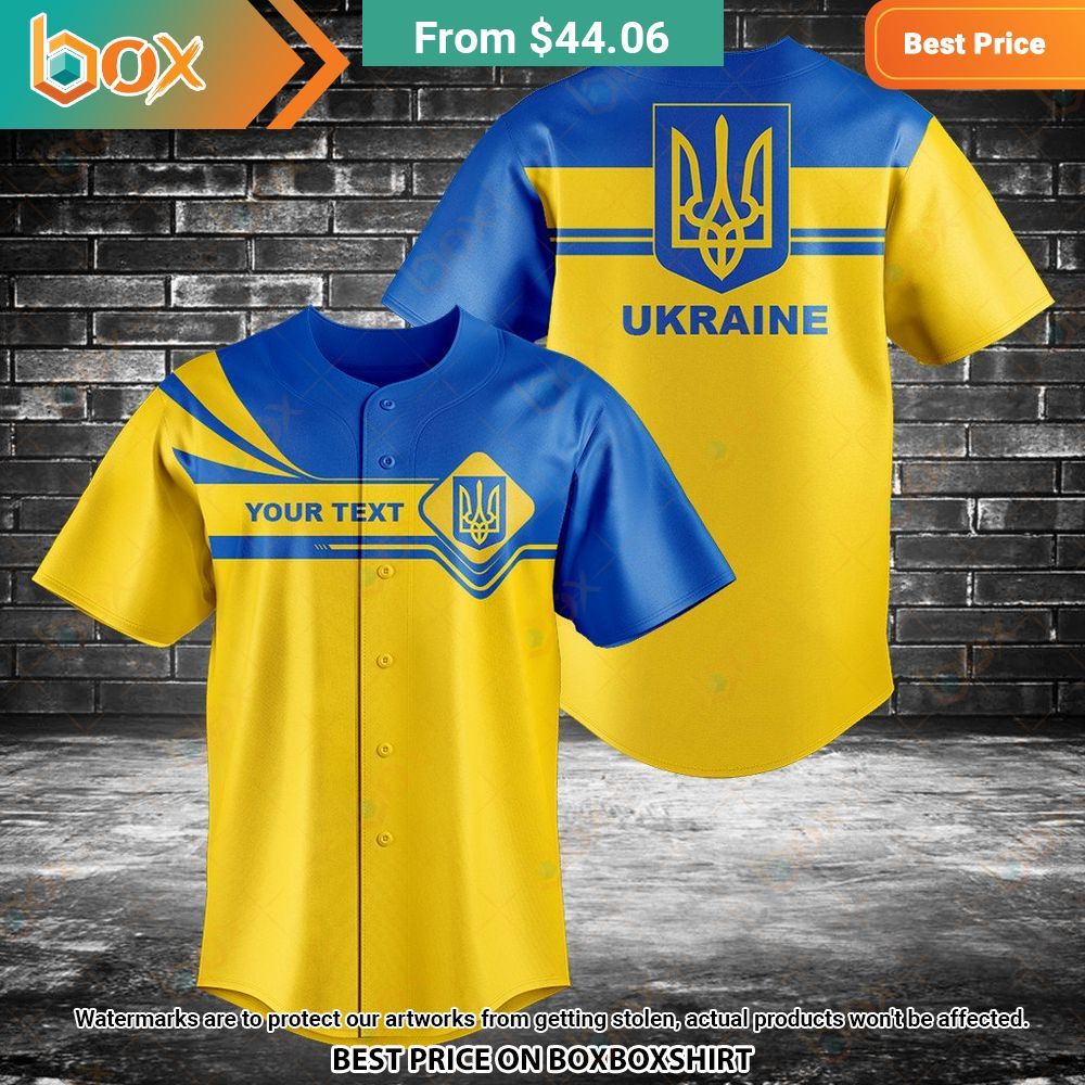 Custom Coat of Arms of Ukraine Baseball Jersey 3