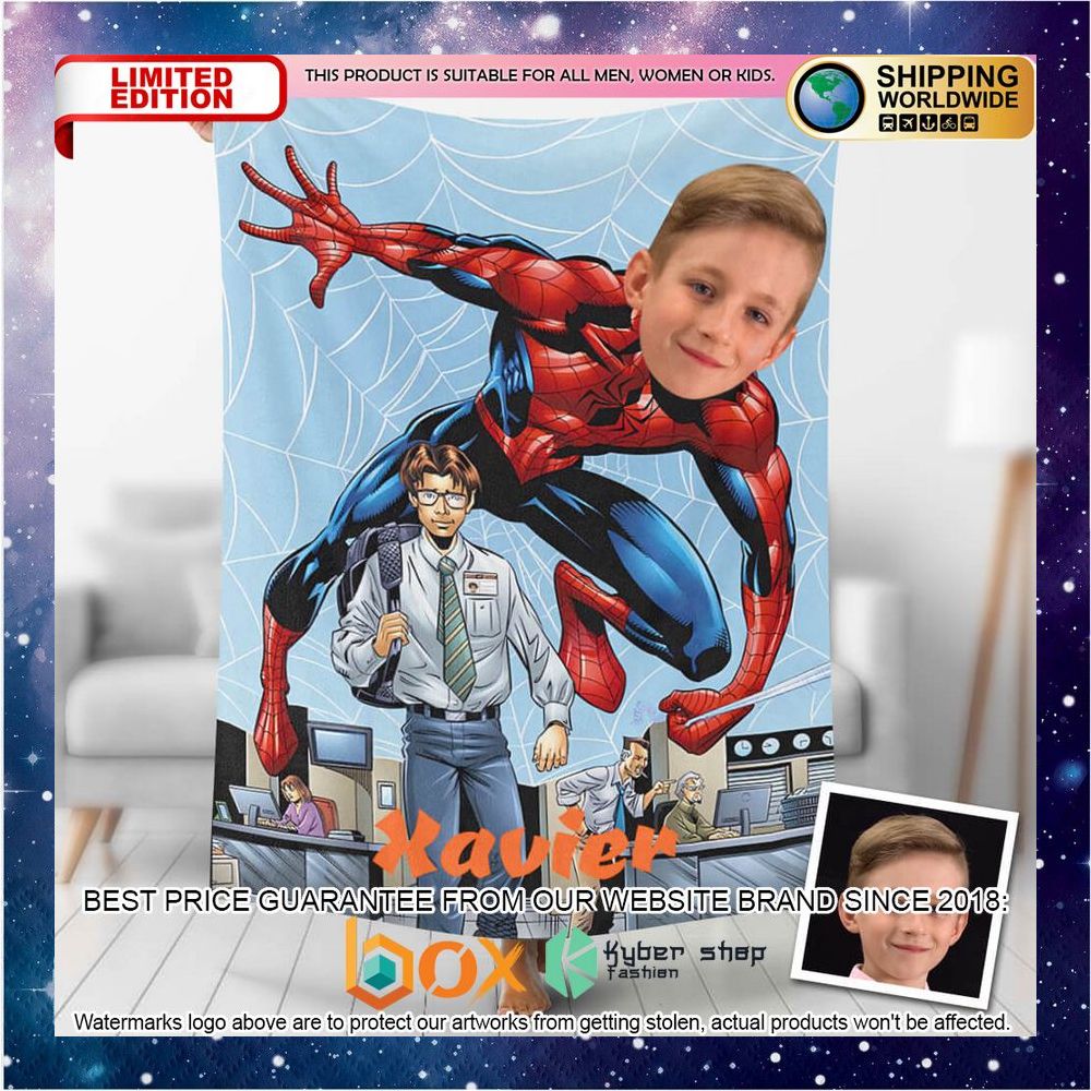 NEW Personalized Photo Protecting Human Spiderman Soft Blanket 3