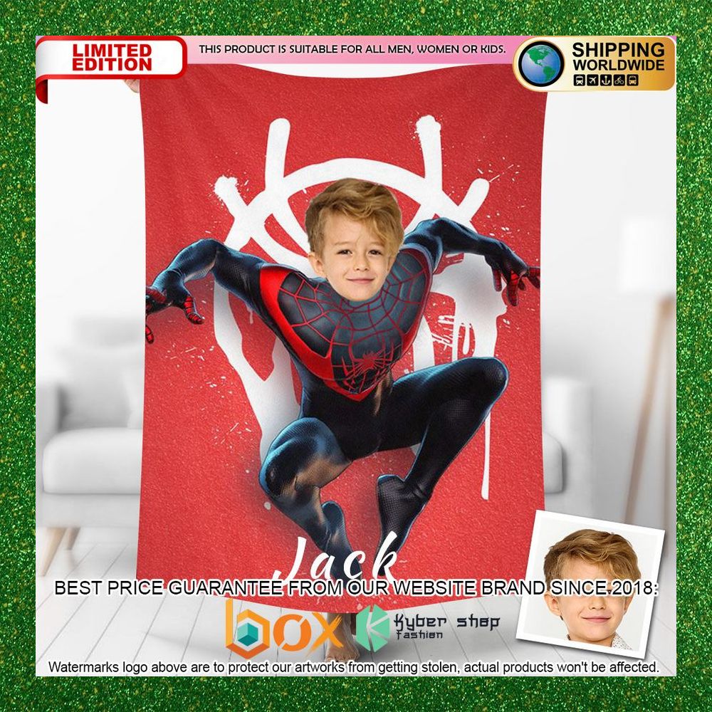 NEW Personalized Photo Spider Man At Wall Soft Blanket 21