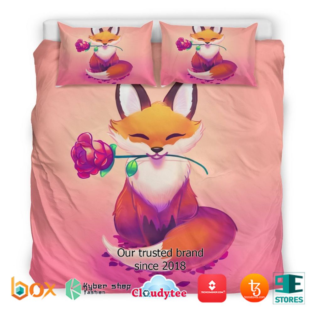 HOT Cute Fox Rose Bedding Set 4