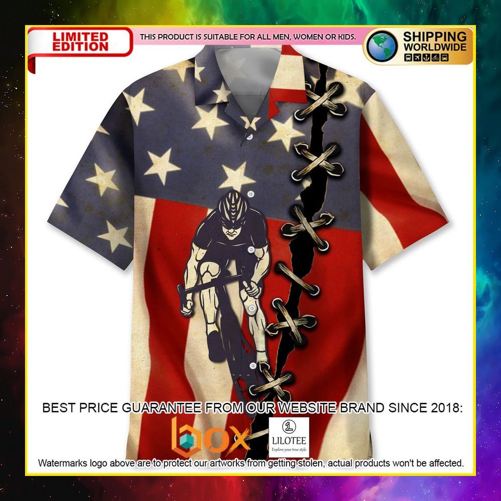 HOT Cycling American Flag Short Sleeve Hawaii Shirt 5