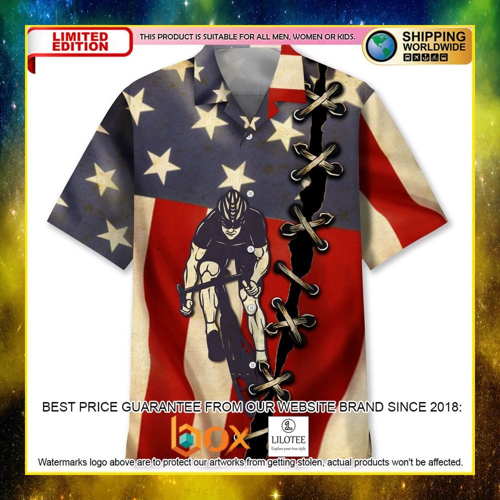 HOT Cycling American Flag Short Sleeve Hawaii Shirt 3