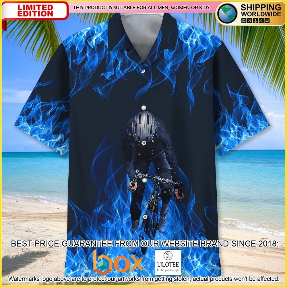 HOT Cycling Blue Fire Short Sleeve Hawaii Shirt 2