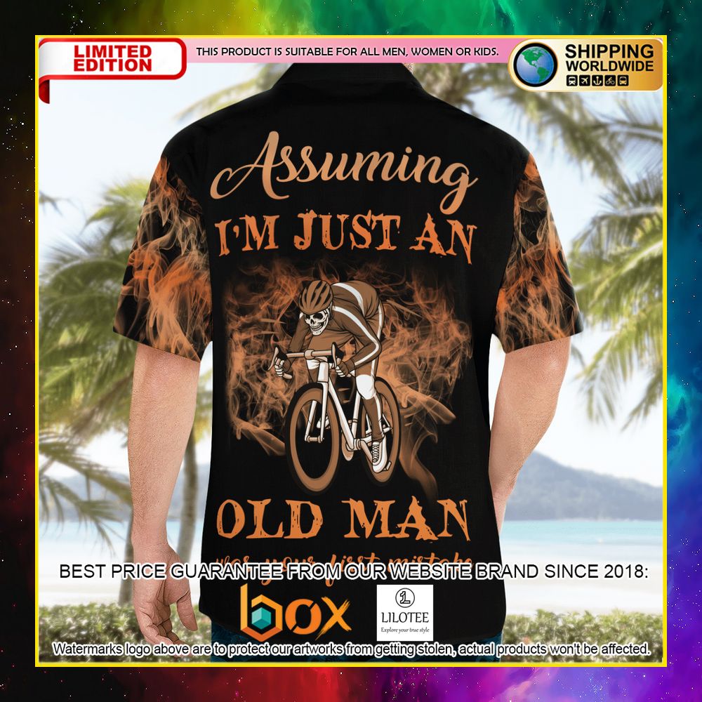 HOT Cycling Old Man Skull Short Sleeve Hawaii Shirt 12