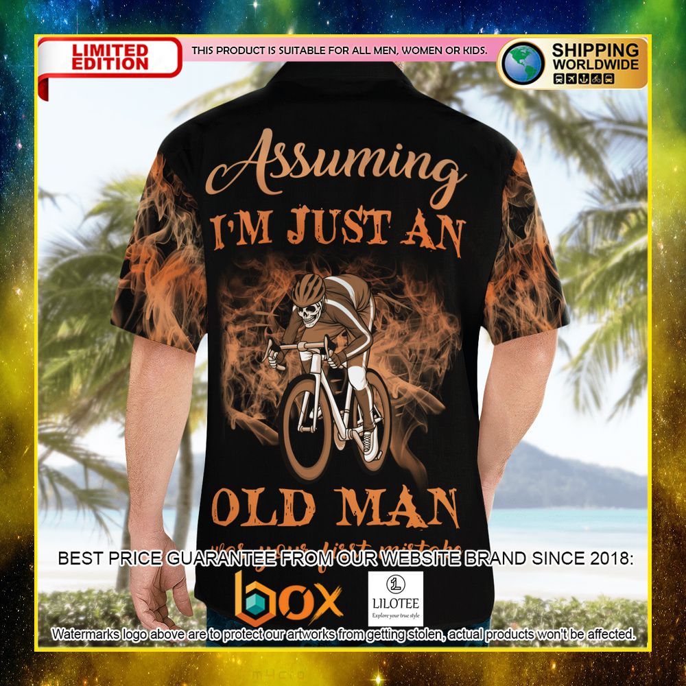 HOT Cycling Old Man Skull Short Sleeve Hawaii Shirt 8