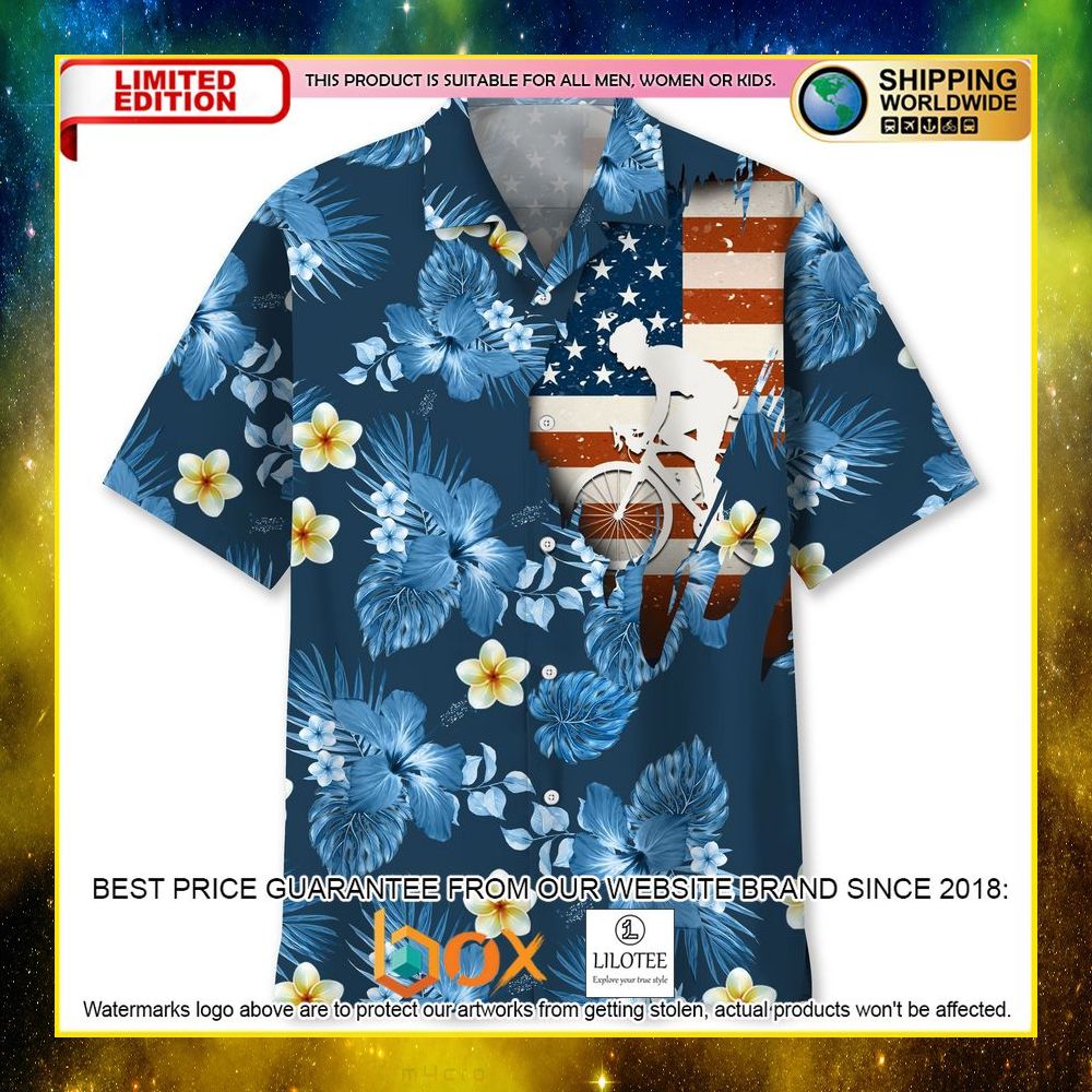 HOT Cycling US Flag Short Sleeve Hawaii Shirt 8