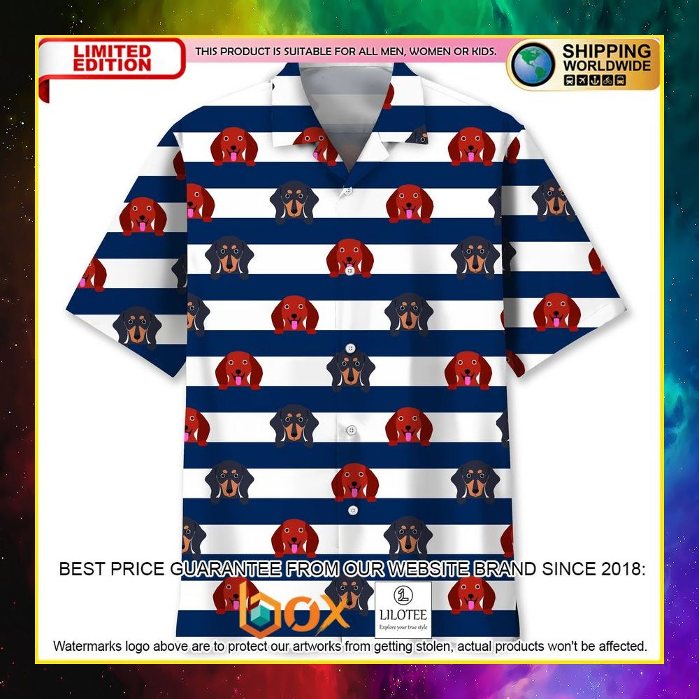 HOT Dachshund Blue Stripes Short Sleeve Hawaii Shirt 10