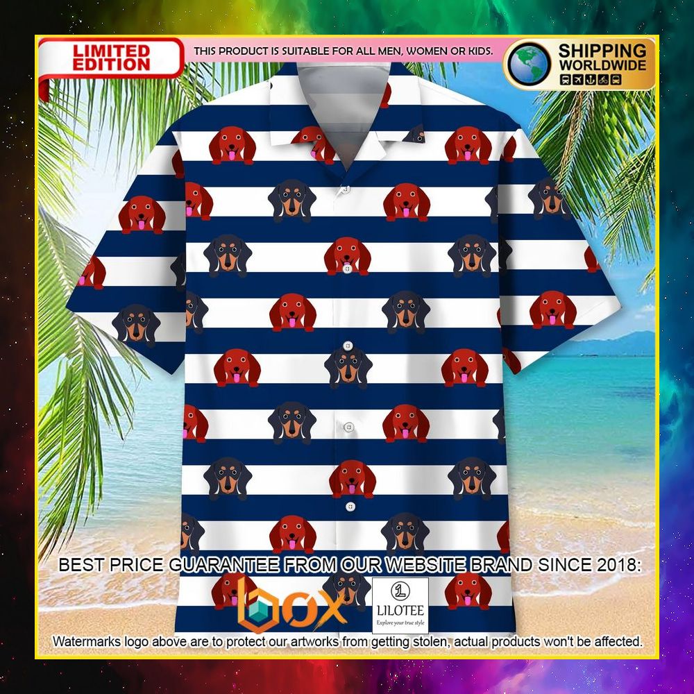 HOT Dachshund Blue Stripes Short Sleeve Hawaii Shirt 6