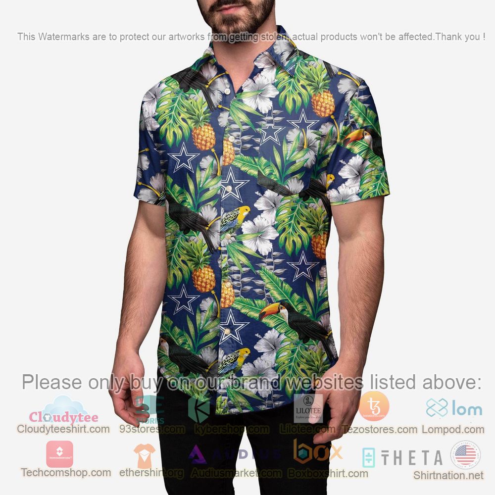 HOT Dallas Cowboys Floral Button-Up Hawaii Shirt 2