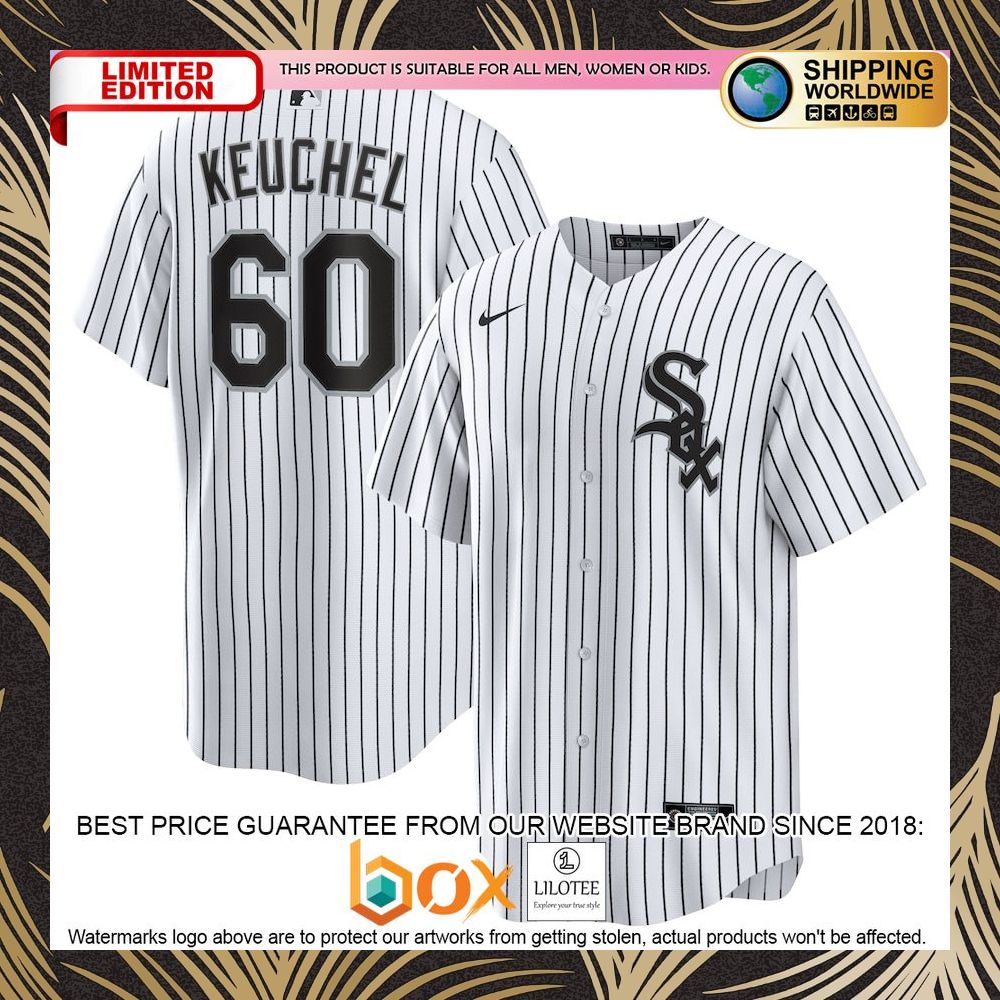 NEW Dallas Keuchel Chicago White Sox Home Replica Player White/Black Baseball Jersey 4
