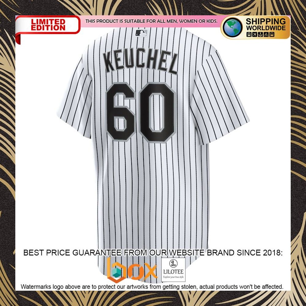 NEW Dallas Keuchel Chicago White Sox Home Replica Player White/Black Baseball Jersey 6